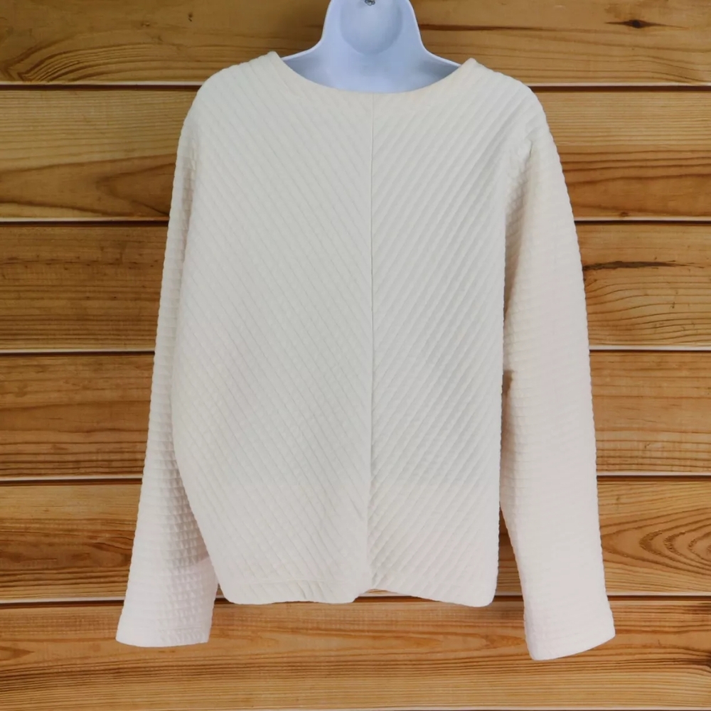 Quilted Long Sleeve Sweatshirt Crewneck A New Day Sweatshirt Womens Ivory S